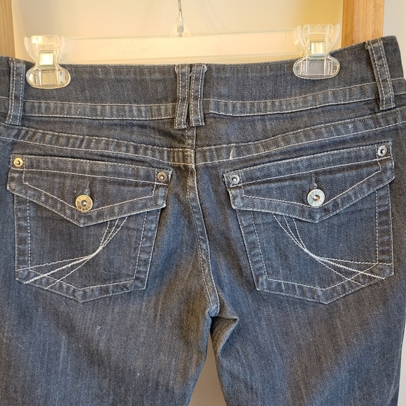 VINTAGE ELLE DARK DENIM WITH WHITE SILVER STITCHING BOOTCUT JEANS 4R - Picture 4 of 4